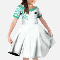 Custom New Zealand Football Family Matching Summer Maxi Dress and Hawaiian Shirt Aotearoa Pride Aqua Version LT05 Daughter's Dress Aqua - Polynesian Pride
