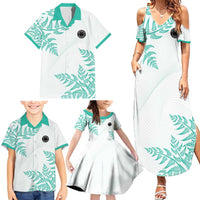 Custom New Zealand Football Family Matching Summer Maxi Dress and Hawaiian Shirt Aotearoa Pride Aqua Version LT05 - Polynesian Pride