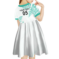Custom New Zealand Football Kid Short Sleeve Dress Aotearoa Pride Aqua Version LT05 - Polynesian Pride