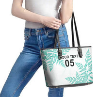 Custom New Zealand Football Leather Tote Bag Aotearoa Pride Aqua Version - Polynesian Pride