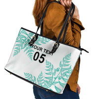 Custom New Zealand Football Leather Tote Bag Aotearoa Pride Aqua Version - Polynesian Pride