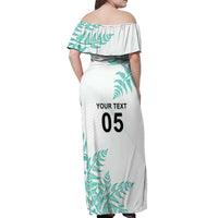 Custom New Zealand Football Off Shoulder Maxi Dress Aotearoa Pride Aqua Version - Polynesian Pride