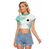 Custom New Zealand Football Raglan Cropped T Shirt Aotearoa Pride Aqua Version - Polynesian Pride
