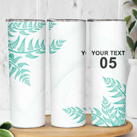 Custom New Zealand Football Skinny Tumbler Aotearoa Pride Aqua Version - Polynesian Pride