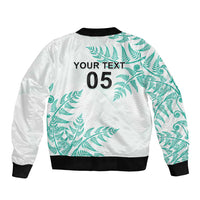 Custom New Zealand Football Sleeve Zip Bomber Jacket Aotearoa Pride Aqua Version - Polynesian Pride