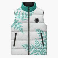 Custom New Zealand Football Sleeveless Puffer Jacket Aotearoa Pride Aqua Version - Polynesian Pride