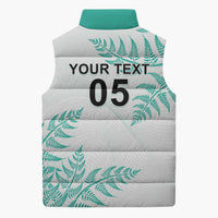 Custom New Zealand Football Sleeveless Puffer Jacket Aotearoa Pride Aqua Version - Polynesian Pride