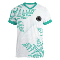 Custom New Zealand Football Women V-Neck T-Shirt Aotearoa Pride Aqua Version LT05 Female Aqua - Polynesian Pride