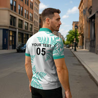 Custom New Zealand Football Zipper Polo Shirt Aotearoa Pride Aqua Version LT05 - Polynesian Pride