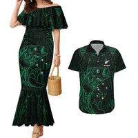 Custom New Zealand Fishing Couples Matching Mermaid Dress and Hawaiian Shirt Maori Tribal Pattern LT05 Black - Polynesian Pride