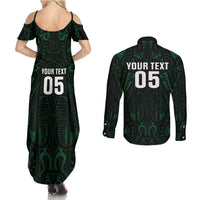 Custom New Zealand Fishing Couples Matching Summer Maxi Dress and Long Sleeve Button Shirt Maori Tribal Pattern LT05 - Polynesian Pride
