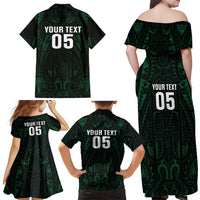Custom New Zealand Fishing Family Matching Off Shoulder Maxi Dress and Hawaiian Shirt Maori Tribal Pattern LT05 - Polynesian Pride