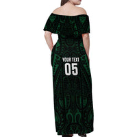 Custom New Zealand Fishing Family Matching Off Shoulder Maxi Dress and Hawaiian Shirt Maori Tribal Pattern - Polynesian Pride