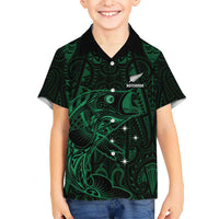 Custom New Zealand Fishing Kid Hawaiian Shirt Maori Tribal Pattern LT05 Kid Black - Polynesian Pride