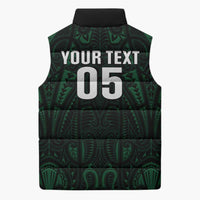 Custom New Zealand Fishing Sleeveless Puffer Jacket Maori Tribal Pattern - Polynesian Pride