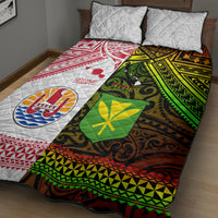Hawaii And Tahiti Quilt Bed Set Coat Of Arms Polynesian Pattern LT05 - Polynesian Pride