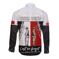 Personalised Tonga ANZAC Day Te Tau Manatui Kinautolu Long Sleeve Button Shirt Lest We Forget LT05 - Polynesian Pride