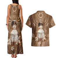 Bula Fiji Women's Day Couples Matching Tank Maxi Dress and Hawaiian Shirt With Fijian Tapa Pattern LT05 - Polynesian Pride