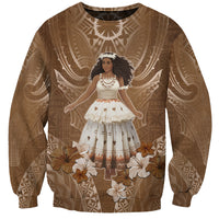 Bula Fiji Women's Day Sweatshirt With Fijian Tapa Pattern LT05 Unisex Brown - Polynesian Pride