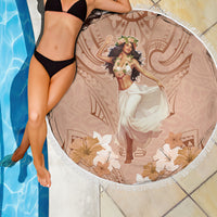 Hawaii Women's Day Beach Blanket With Polynesian Pattern