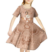 Hawaii Women's Day Kid Short Sleeve Dress With Polynesian Pattern LT05 - Polynesian Pride