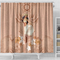 Hawaii Women's Day Shower Curtain With Polynesian Pattern
