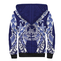 Personalised Tonga Queen Salote College Sherpa Hoodie Centenary Navy Version