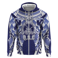 Personalised Tonga Queen Salote College Zip Hoodie Centenary Navy Version LT05 Zip Hoodie Navy - Polynesian Pride