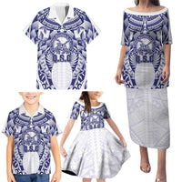 Personalised Tonga Queen Salote College Family Matching Puletasi and Hawaiian Shirt Centenary White Version