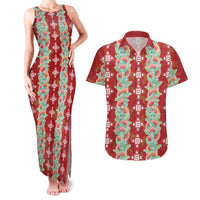 Hawaii Ohia Lehua Couples Matching Tank Maxi Dress and Hawaiian Shirt Tropical Vibes Crimson LT05 Crimson - Polynesian Pride