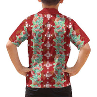 Hawaii Ohia Lehua Family Matching Short Sleeve Bodycon Dress and Hawaiian Shirt Tropical Vibes Crimson LT05 - Polynesian Pride