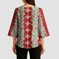 Hawaii Ohia Lehua Kimono Sleeve Blouse Tropical Vibes Crimson