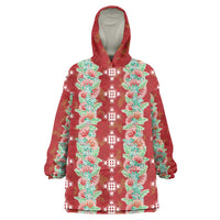 Hawaii Ohia Lehua Wearable Blanket Hoodie Tropical Vibes Crimson