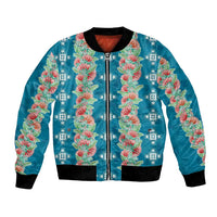 Hawaii Ohia Lehua Bomber Jacket Tropical Vibes Teal
