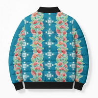 Hawaii Ohia Lehua Bomber Puffer Jacket Tropical Vibes Teal