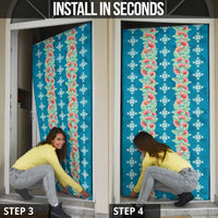 Hawaii Ohia Lehua Door Cover Tropical Vibes Teal