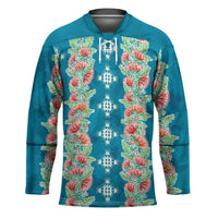 Hawaii Ohia Lehua Hockey Jersey Tropical Vibes Teal