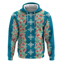 Hawaii Ohia Lehua Hoodie Tropical Vibes Teal LT05 Pullover Hoodie Teal - Polynesian Pride