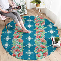 Hawaii Ohia Lehua Round Carpet Tropical Vibes Teal LT05 - Polynesian Pride