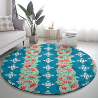 Hawaii Ohia Lehua Round Carpet Tropical Vibes Teal LT05 - Polynesian Pride