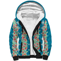 Hawaii Ohia Lehua Sherpa Hoodie Tropical Vibes Teal