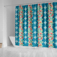 Hawaii Ohia Lehua Shower Curtain Tropical Vibes Teal