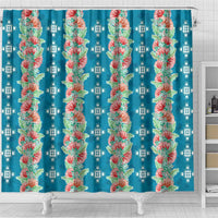 Hawaii Ohia Lehua Shower Curtain Tropical Vibes Teal