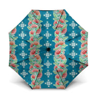 Hawaii Ohia Lehua Umbrella Tropical Vibes Teal LT05 One Size Folded 11.42 inch Opened Diameter 37.4 inch Teal - Polynesian Pride