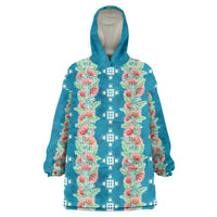 Hawaii Ohia Lehua Wearable Blanket Hoodie Tropical Vibes Teal