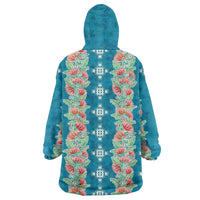 Hawaii Ohia Lehua Wearable Blanket Hoodie Tropical Vibes Teal