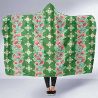 Hawaii Ohia Lehua Hooded Blanket Tropical Vibes Green