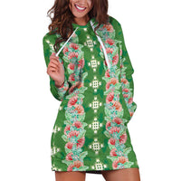 Hawaii Ohia Lehua Hoodie Dress Tropical Vibes Green