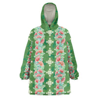 Hawaii Ohia Lehua Wearable Blanket Hoodie Tropical Vibes Green
