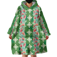 Hawaii Ohia Lehua Wearable Blanket Hoodie Tropical Vibes Green